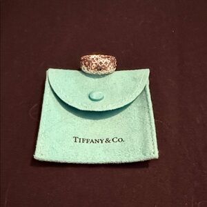 Tiffany & Co. Silver Ring with Teal Pouch